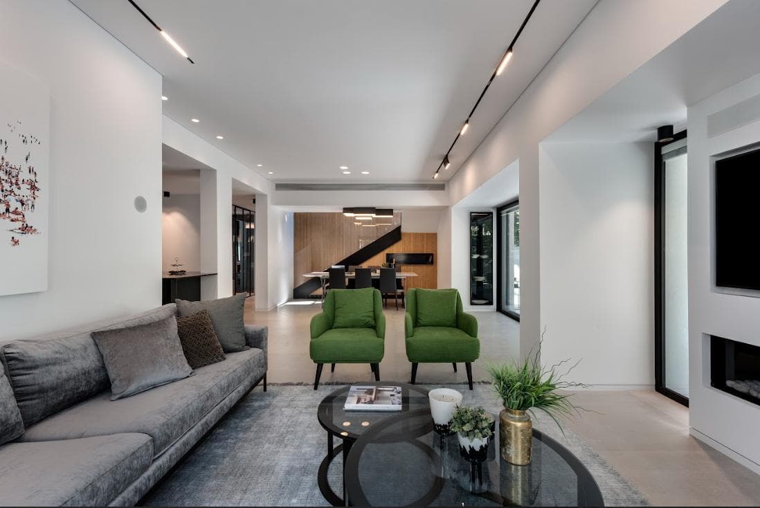 Designer living room luxury apartment Herzliya Pituach